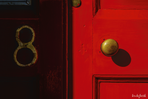 a red front door